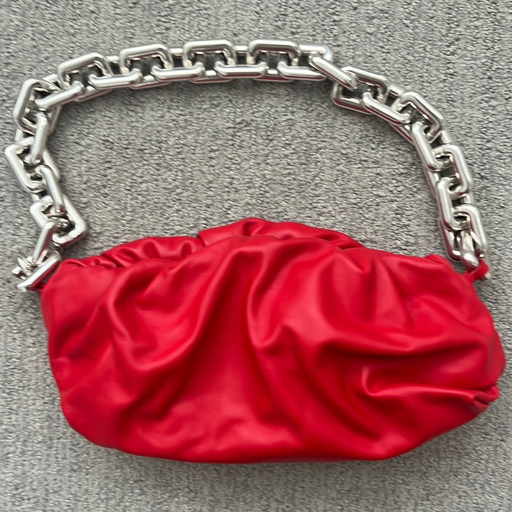 AUTHENTIC Bottega Chain Pouch Leather Clutch